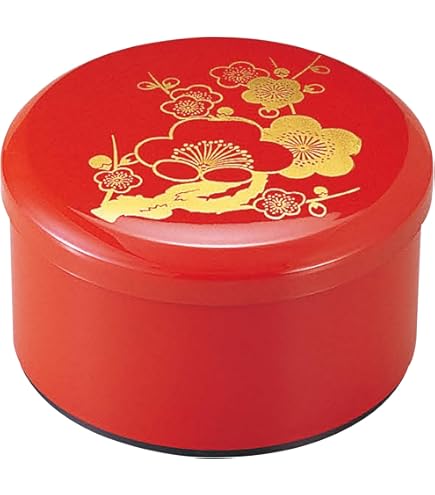 Amazon｜割烹漆器 ミニお重 ﻿みどり重 梨地 菊（内黒）1段 H-168-11